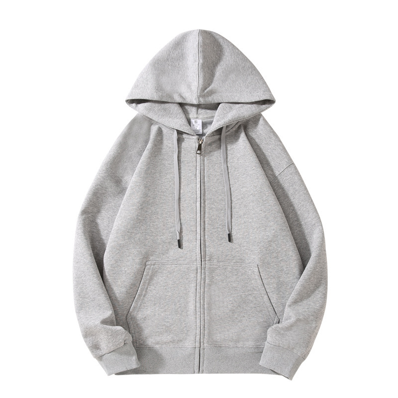 Autumn Chinese cotton cardigan sweater heavy drop shoulder sleeve loose casual Sports men's and women's hooded zipper coat couple