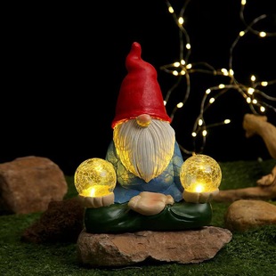 Cross-border new solar lamp garden decoration dwarf dwarf elf statue resin crafts outdoor ornaments