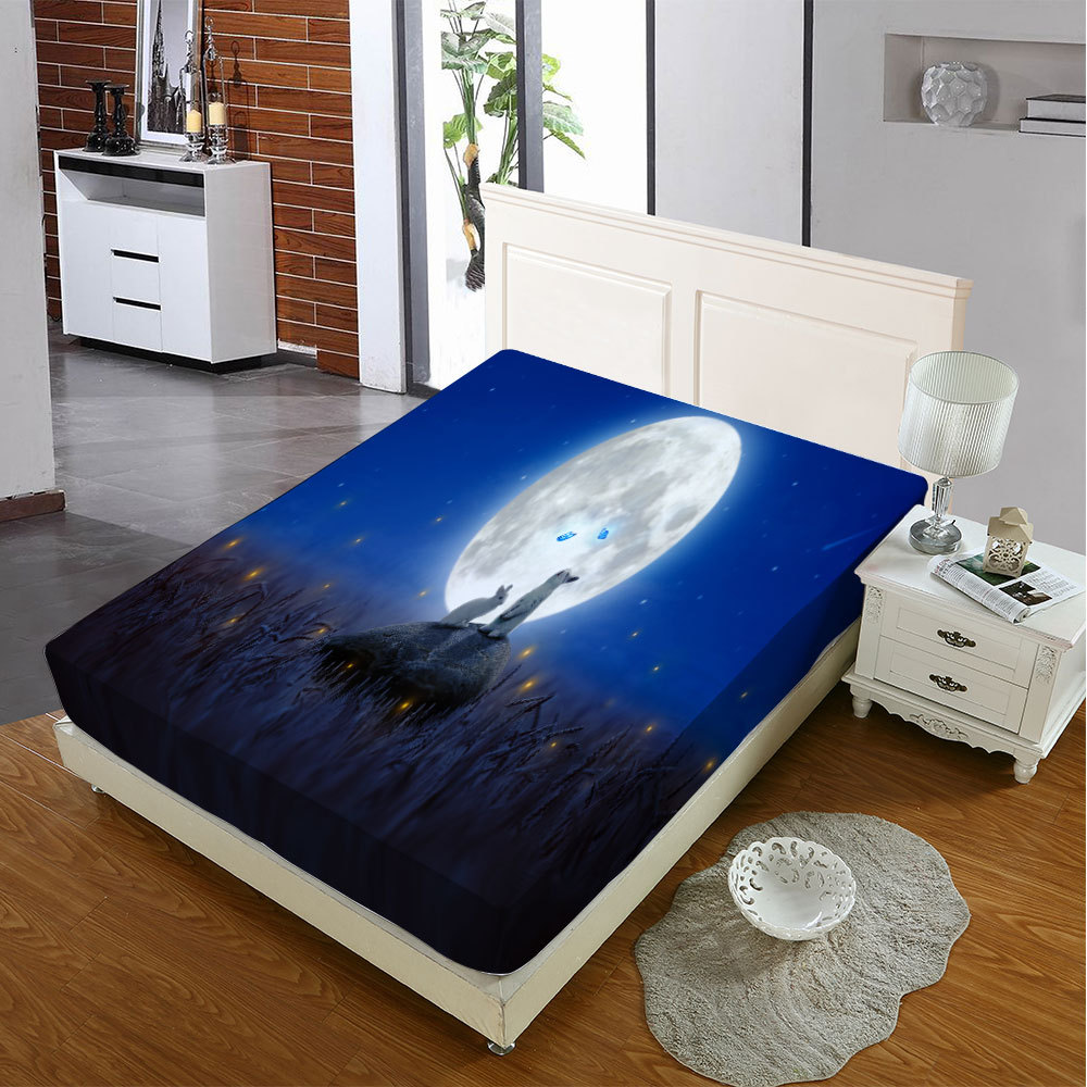 3D digital printing cross-border new Firefly bed hat to map out bed hat bedspread breathable mattress sheets