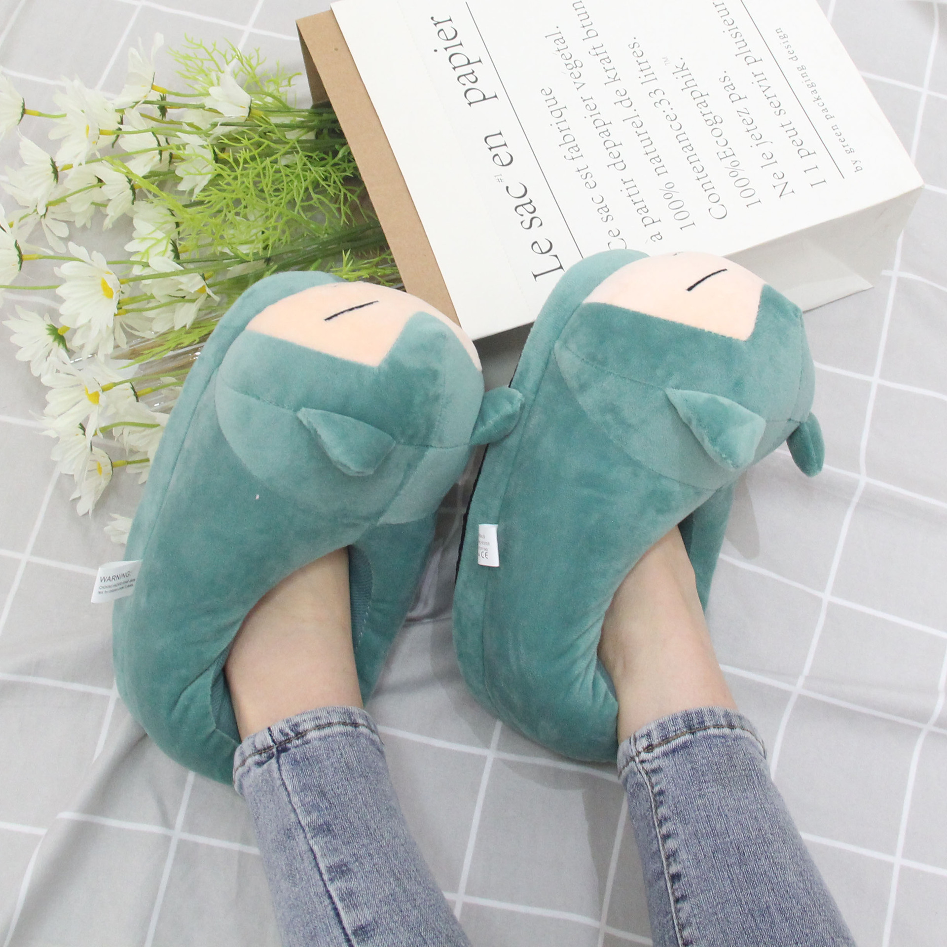 Animation Surrounding Pet Cappy Plush Slippers Couple Home Warm Shoes Men's Indoor Floor Autumn and Winter