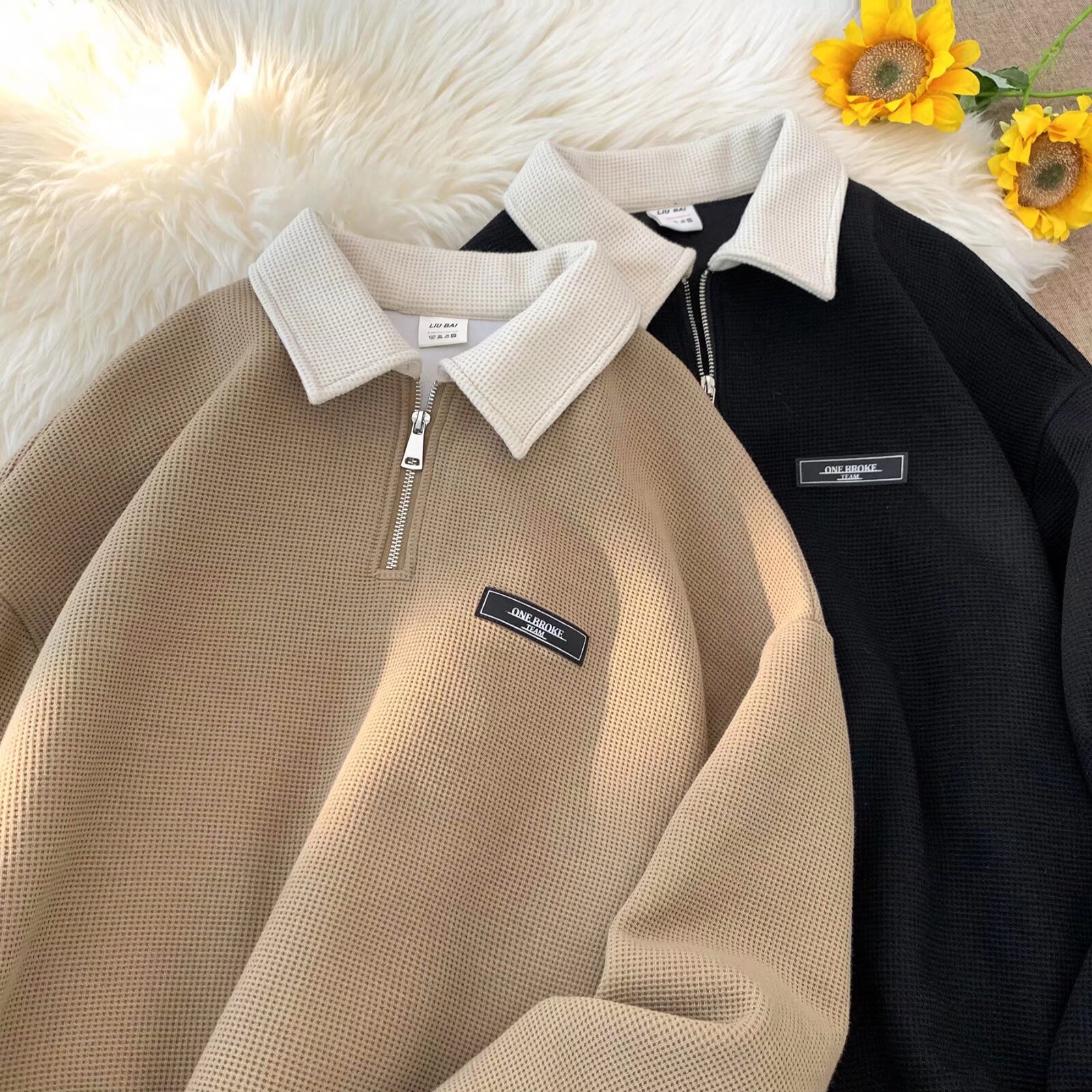 2024 New lapel long-sleeved T-shirt men's Spring and Autumn New Polo shirt leading spring bottoming shirt top fashion