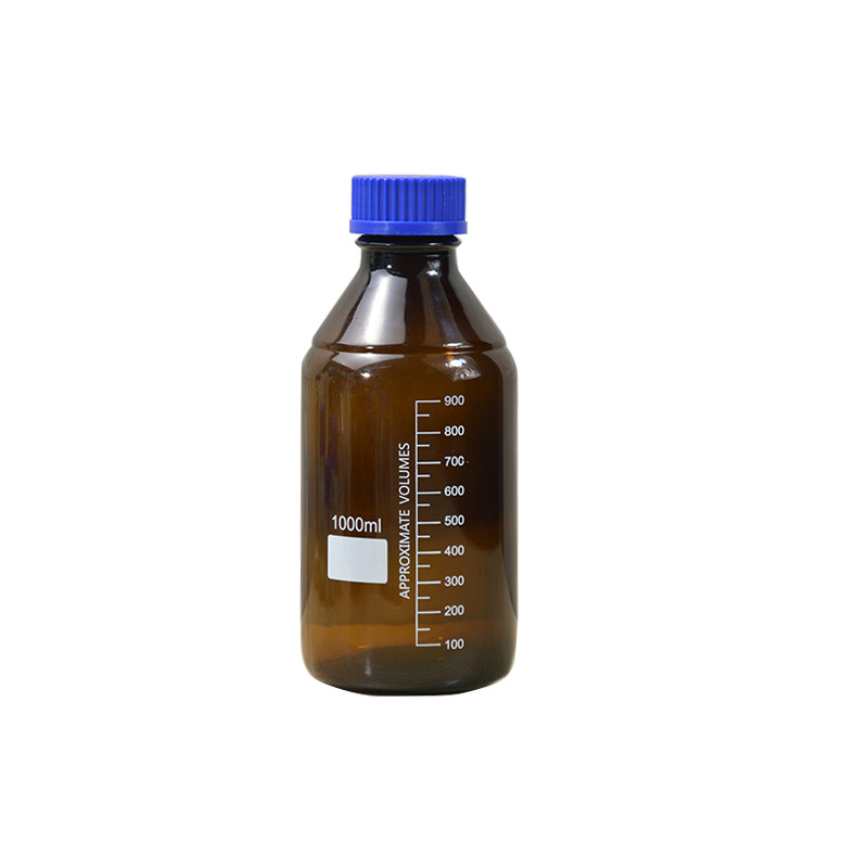 Blue Cap Glass Reagent Bottle Transparent Brown Round Tapered Square Silk Mouth Scale Laboratory Bottle Sealed Sampling Bottle