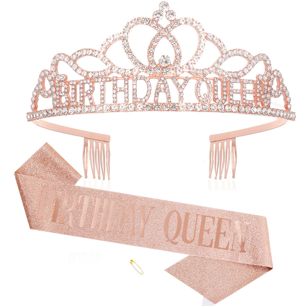 Amazon BIRTHDAY QUEEN love BIRTHDAY crown etiquette ribbon shoulder strap party supplies