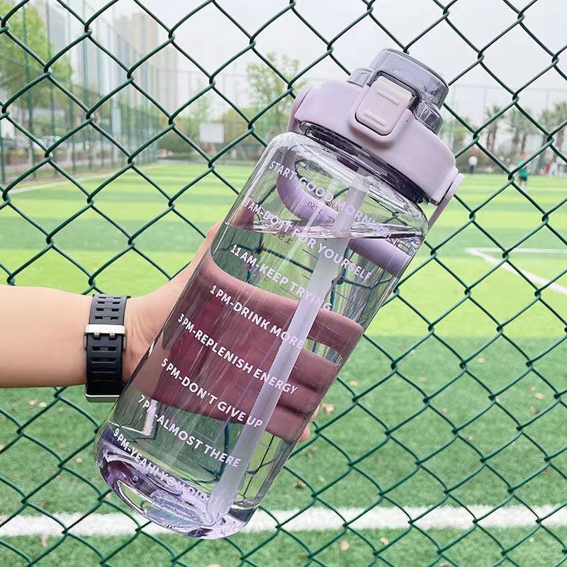 Large Capacity Water Cup Anti-fall High Temperature Sports Fitness Kettle Boys Portable Plastic Water Bottle Summer Double Drinking Cup