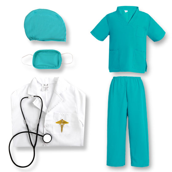 Children's doctor's clothing white coat nurse gown surgical gown professional role play 61 anti epidemic costume wholesale