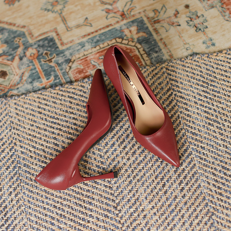 988A Pointed Toe Single Shoes for Women 2025 New Arrival Stiletto Shallow French Pointed Toe Professional Elegant Fashion High Heels