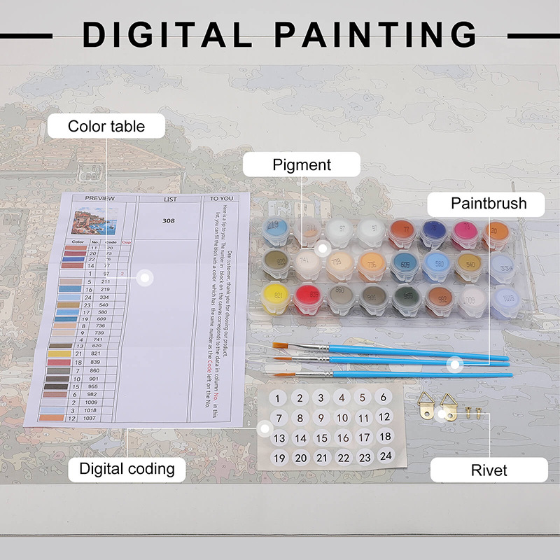 diy Digital Oil Painting Hand-painted Color-filled Oil Painting Acrylic Gift Pigment Photo Hand-painted Decorative Painting