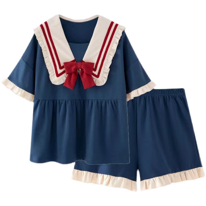 Summer Beautiful Girl Sweet Princess Style Loose Milk Silk Pajamas Women's Nightgown Student Outwear Home Clothes Suit