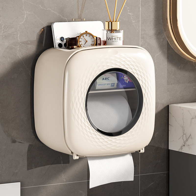 Toilet Tissue Box Wall-mounted Toilet Paper Roll Tube Toilet Bathroom Non-perforated Waterproof Storage Rack