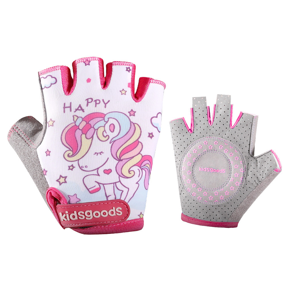 Children's Riding Gloves Non-slip Breathable Half-finger Sports Gloves Bicycle Shock-absorbing Handguard Cartoon Balance Gloves