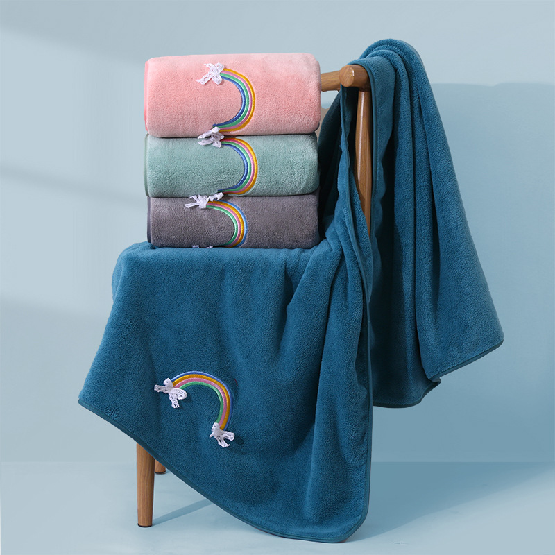 Coral Velvet Bath Towel Wholesale Two-Piece Set Thickened Quick-Drying Water-Absorbent Thickened Household Adult Street Stall Souvenir