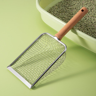 Cat litter shovel wooden handle stainless steel cat sand shovel big hole tofu cat litter special shovel rutin chicken shovel climbing pet sand shovel