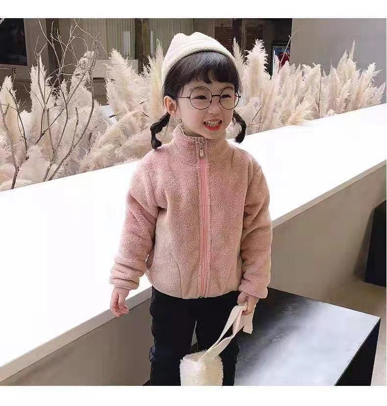 Boys and Girls warm pants children's clothing 22 new baby Western style coral fleece zipper cardigan spring coat top