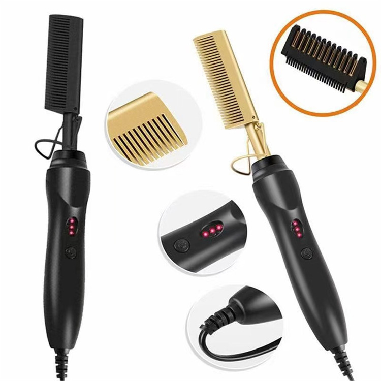 Amazon Hot Sale Electric Curling Hair Comb Household Curling Hair Stick Wet and Dry Dual Use Copper Comb Curling Straight Multifunctional Electric Straightening Hair Comb