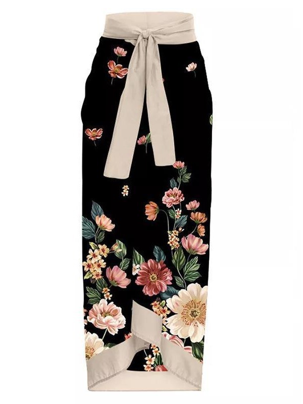 2025 Amazon Printed Ins Style Double-Sided Suit Swimsuit Digital Printed Beach Skirt Two-Piece Swimsuit for Women