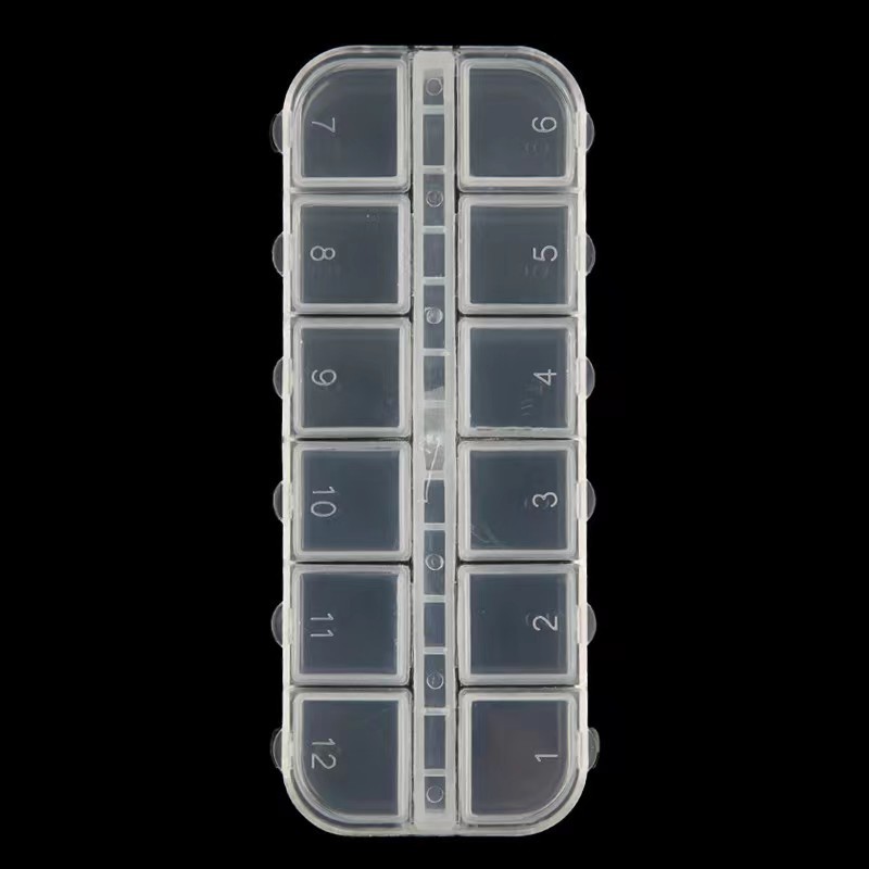 12 grid nail storage box jewelry box nail diamond alloy small jewelry dried flower sequins packing box anti-oxidation