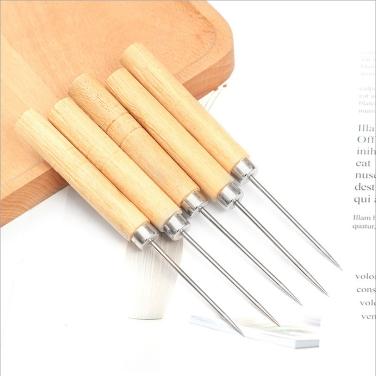 No. 1 awl diy sole leather drilling needle handmade straight small wooden handle