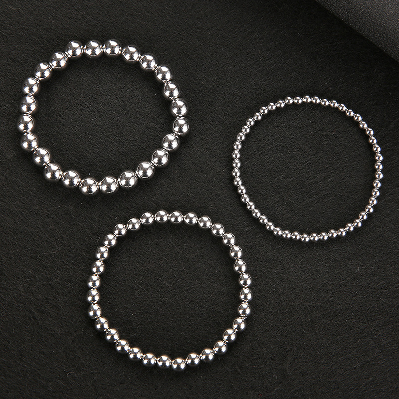 Supply cross-border e-commerce European and American Bracelet Men's simple fashion steel ball 303 material elastic stainless steel bracelet