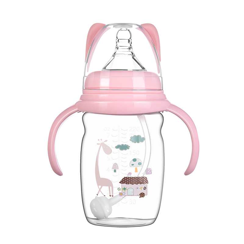 Baby silicone bottle baby anti-flatulence wide caliber drinking cup newborn straw plastic bottle manufacturers wholesale