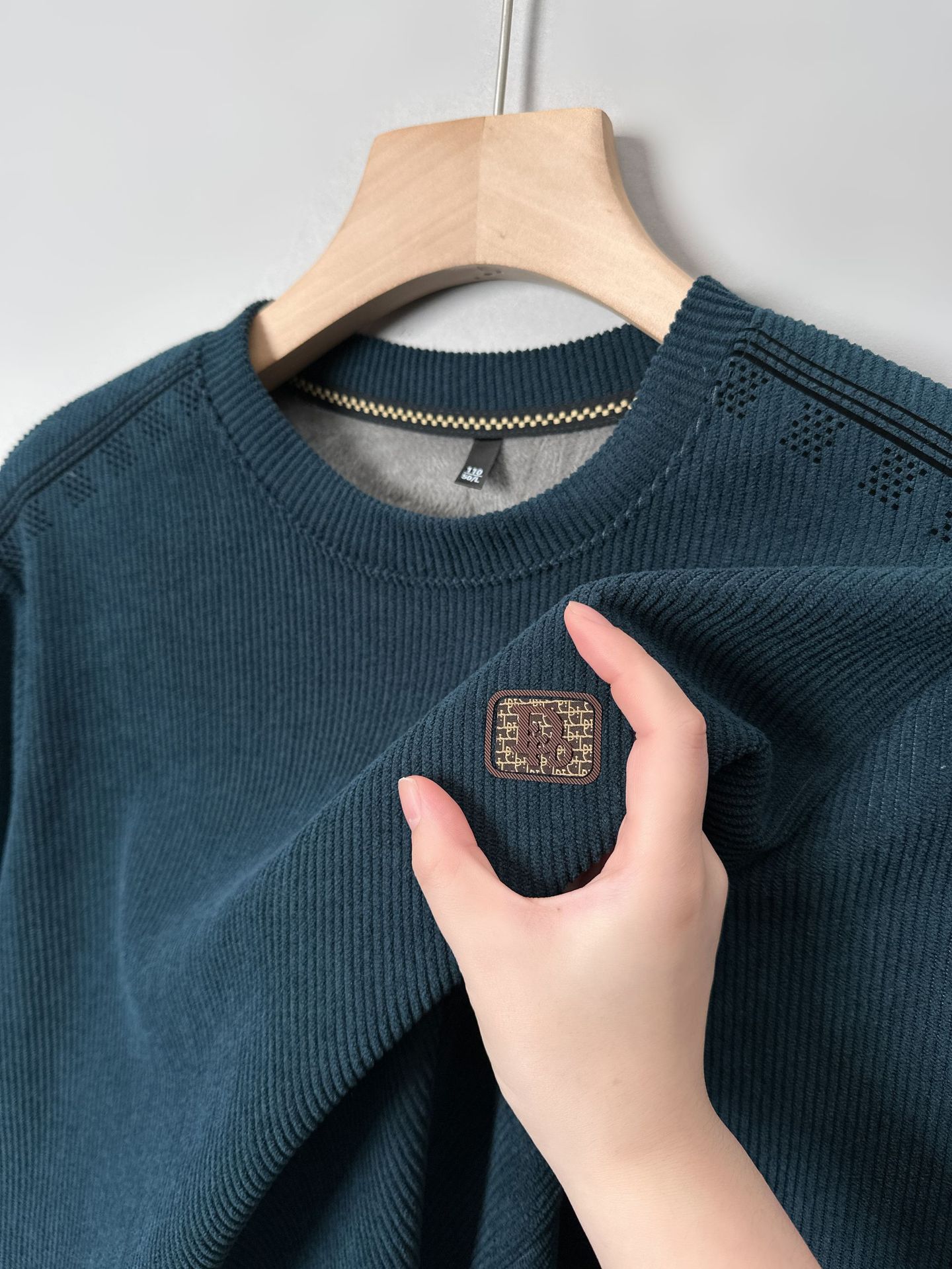 380g Heavy Cotton Men's Sweater Casual Crewneck fleece-lined Thickened Korean Youth Base Shirt Spring and Autumn T-shirt