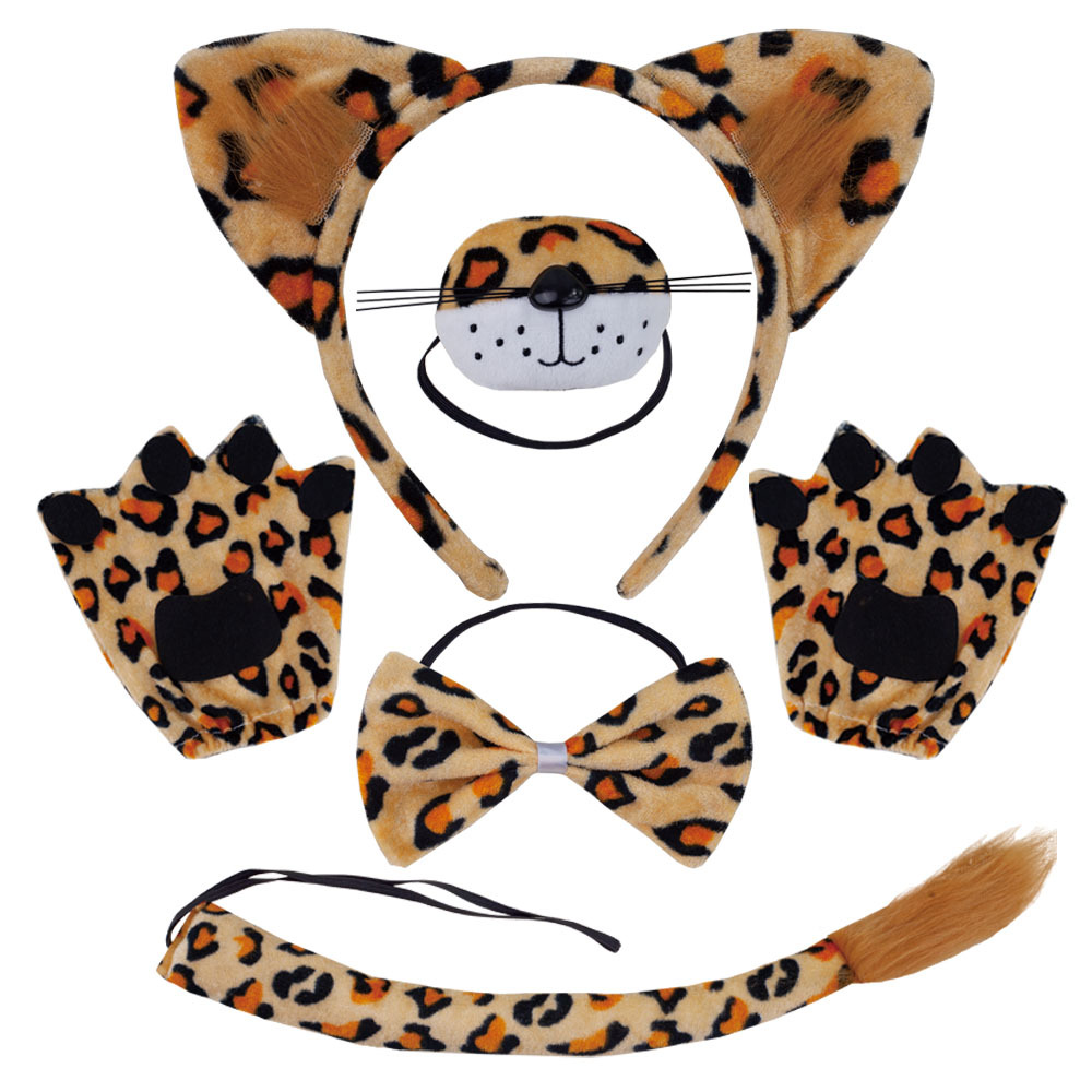 Cross-border New Halloween Animal Headband Leopard Ear Performance suit Cartoon Cute Funny Nose Headwear