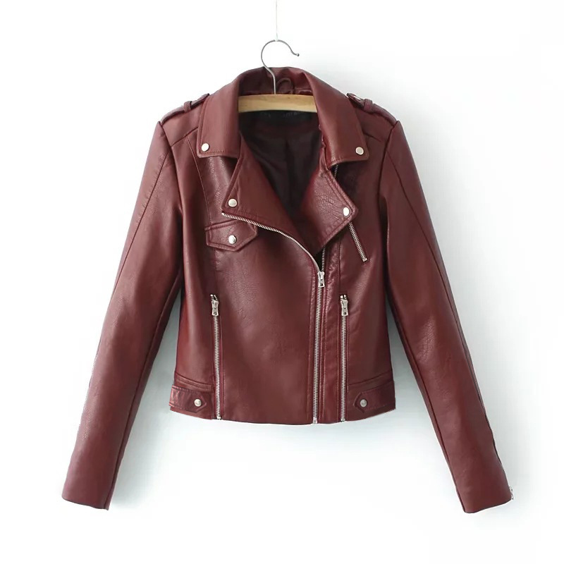 Autumn and winter new new European and American motorcycle jacket slim short coat jacket PU women's leather factory direct sales