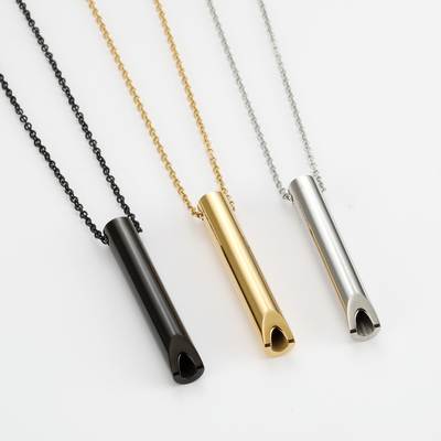 528 Hertz Meditation Whistle Mindfulness Pendant Stainless Steel Vacuum Necklace Adjust Breathing Relieve Anxiety Spot