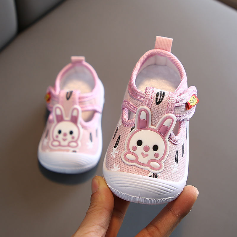 Spring and summer 0-1-2 years old female baby square mouth shoes toddler call shoes baby shoes soft soled shoes cloth sandals princess shoes