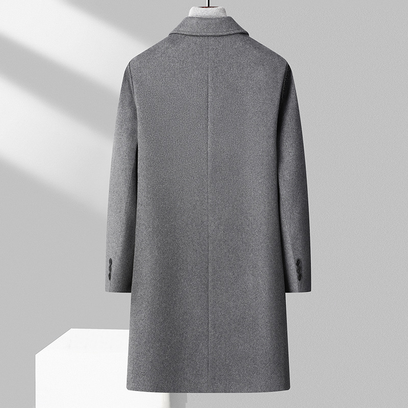 Winter mid-length woolen coat men's Korean-style British-style thickened windbreaker high-grade cashmere woolen coat trendy