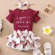 2023 newborn fairy fan summer baby clothes jumpsuit shorts suit floral summer clothing cute little Princess