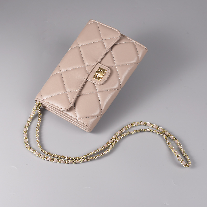 Ao Kaqi New Fashion All-match Sheepskin Women's Long Wallet Large Capacity Classic Rhomboid Universal Crossbody Bag