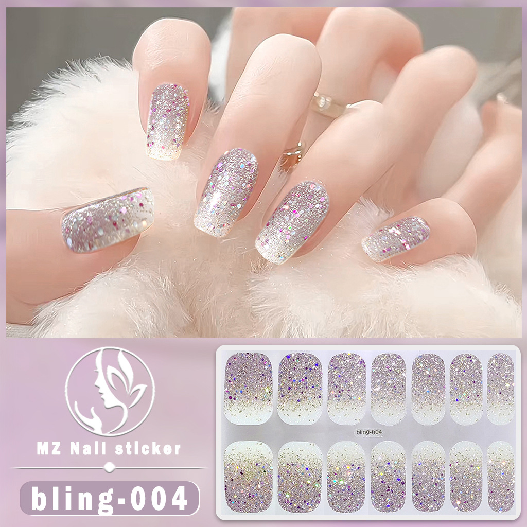 bling Aurora Series No Baking Gel Nail Art Stickers Waterproof Lasting Nail Stickers Wearing Nail Polish Film Full Stickers