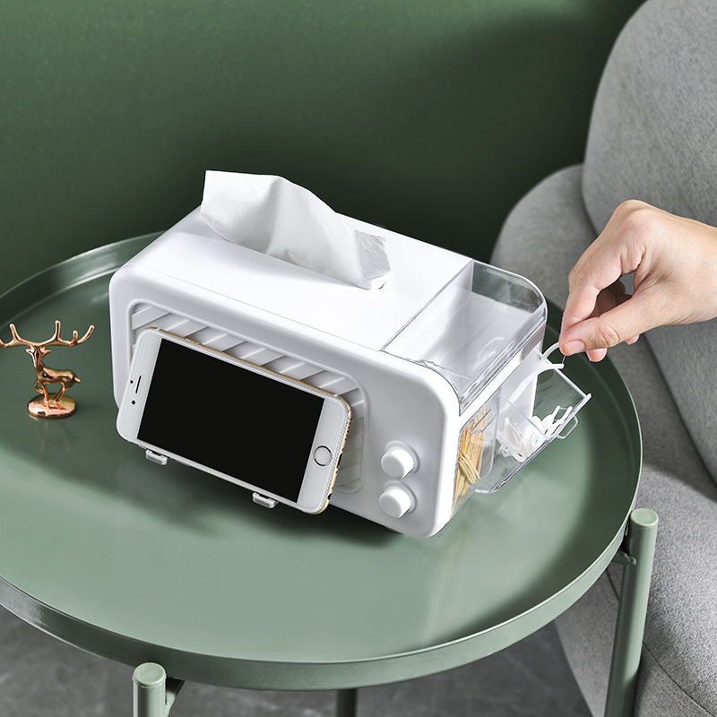Creative tissue box multifunctional paper box living room storage tissue box mobile phone bracket spring tissue box wholesale