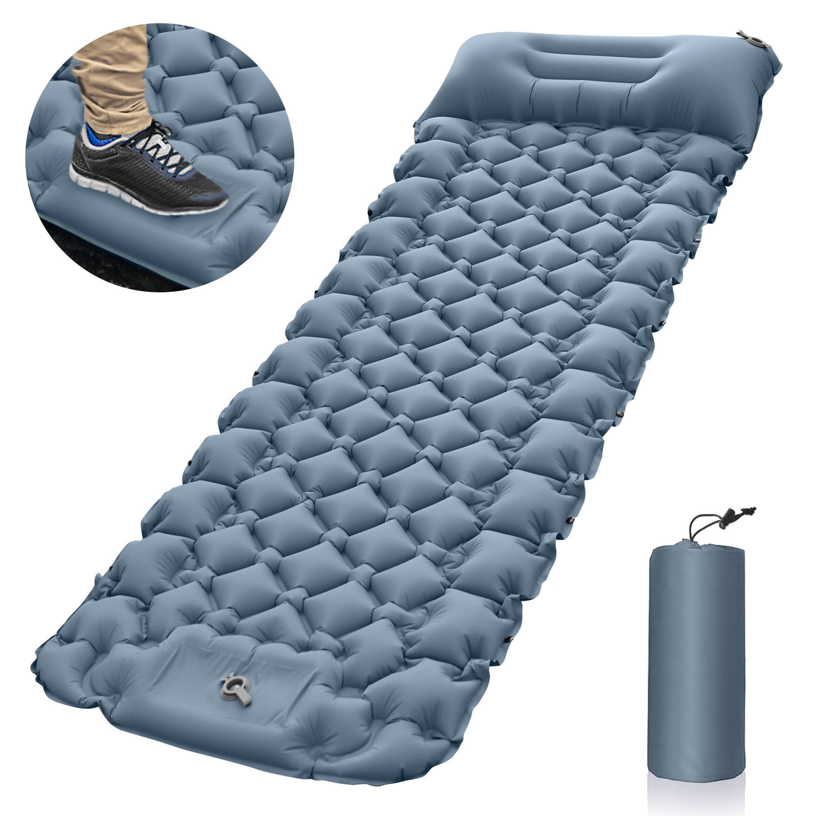 Outdoor Inflatable Mat Foot Portable Outdoor Camping Moisture-proof Mat Inflatable Mattress Lunch Break Sleeping Mat Car Inflatable