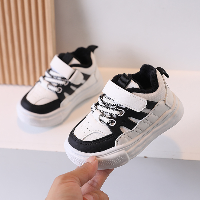Baby shoes two cotton fleece-lined autumn and winter sneaker warm comfortable casual shoes children's shoes soft bottom non-slip board shoes men and women