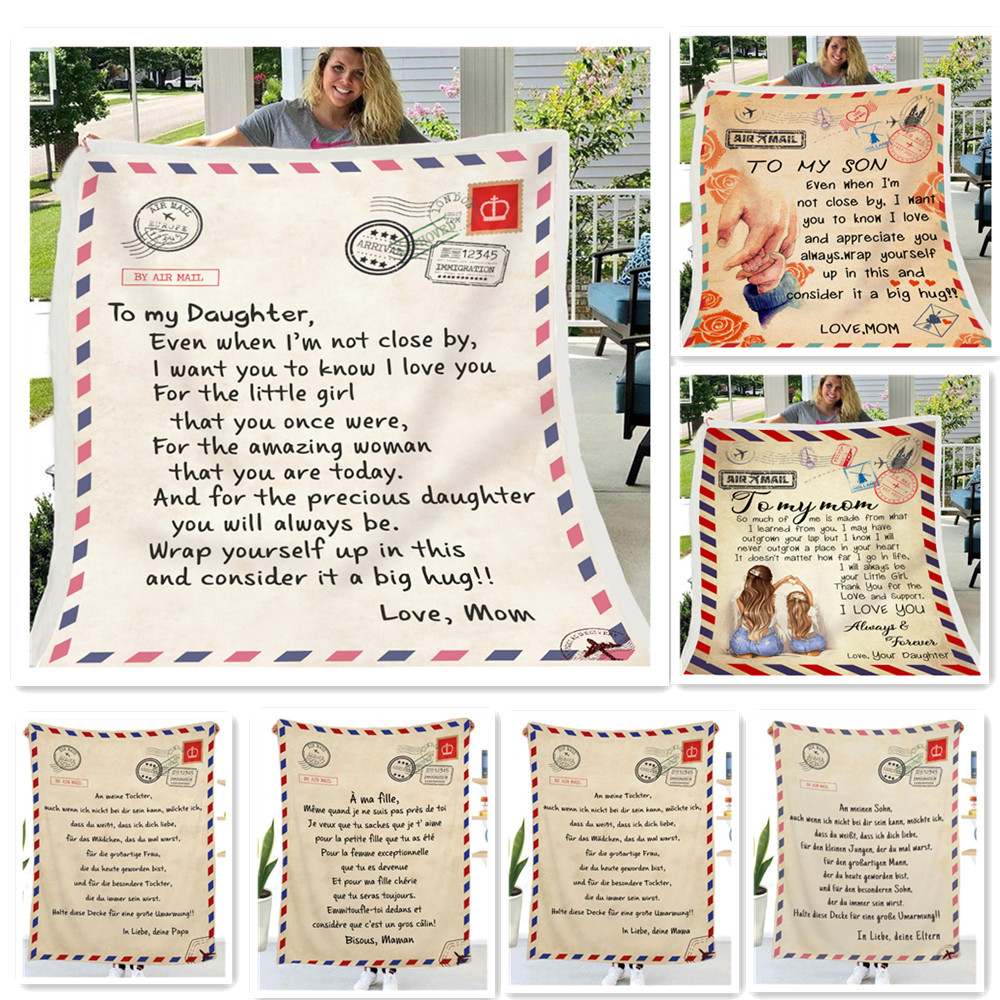 Airmail Envelope Mail Blanket Flannel Lambskin Blanket Gift Blanket Wholesale to Figure Custom German French