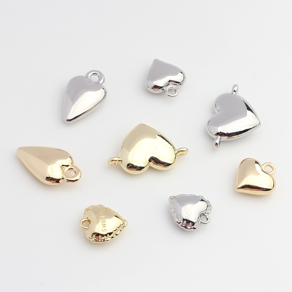 Korean alloy simple glossy love small pendant necklace bracelet DIY earrings necklace jewelry material accessories batch
