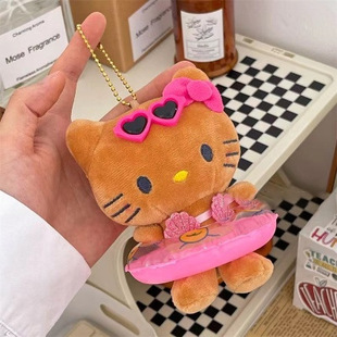 Swimming ring kitty pendant summer cute swimming ring doll cartoon plush doll bag hanging ornaments female key chain
