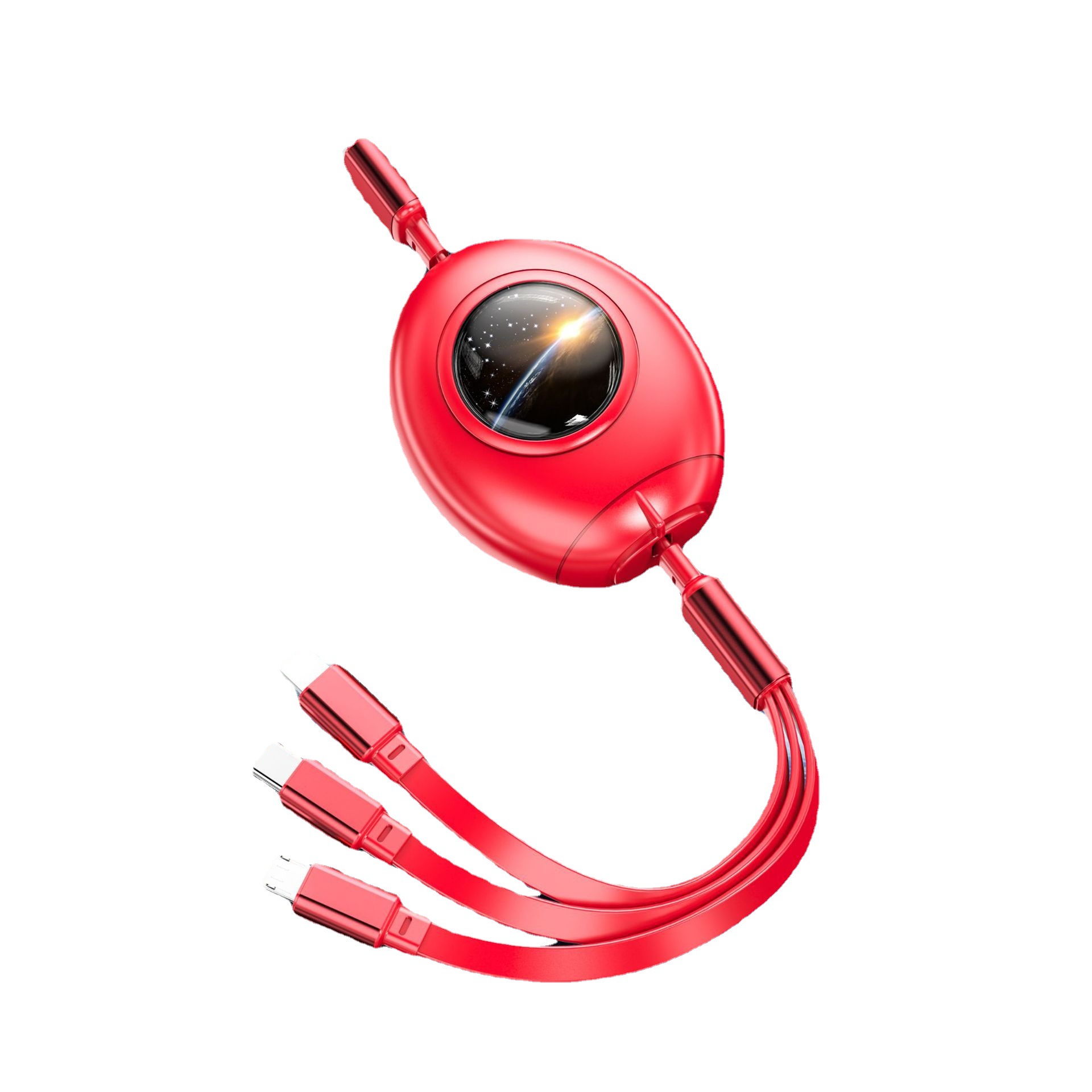 New capsule one-to-three data cable telescopic rocket three-in-one multi-head charging line 3a fast charging gift manufacturers