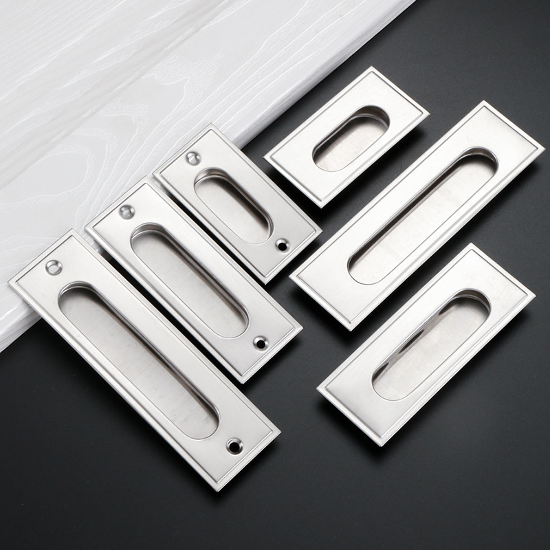 304 stainless steel long handle cabinet drawer wardrobe hidden sliding door concealed handle embedded concealed buckle door handle