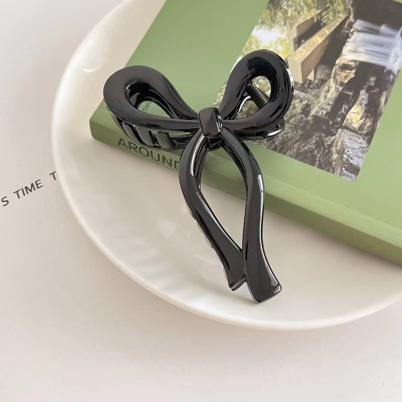 South Korea New elegant transparent small fresh jelly texture acrylic hairpin lady style bow plate hair grip_voghion.com