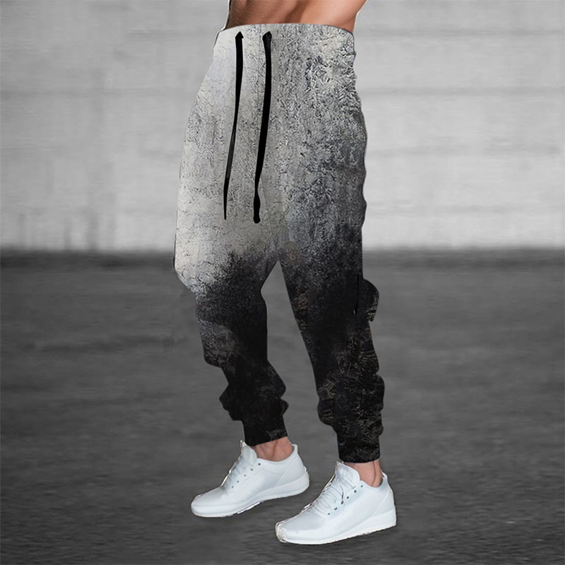 2023 spring and summer new European and American cross-border foreign trade Men's 3d printing solid color pattern men's personalized casual pants