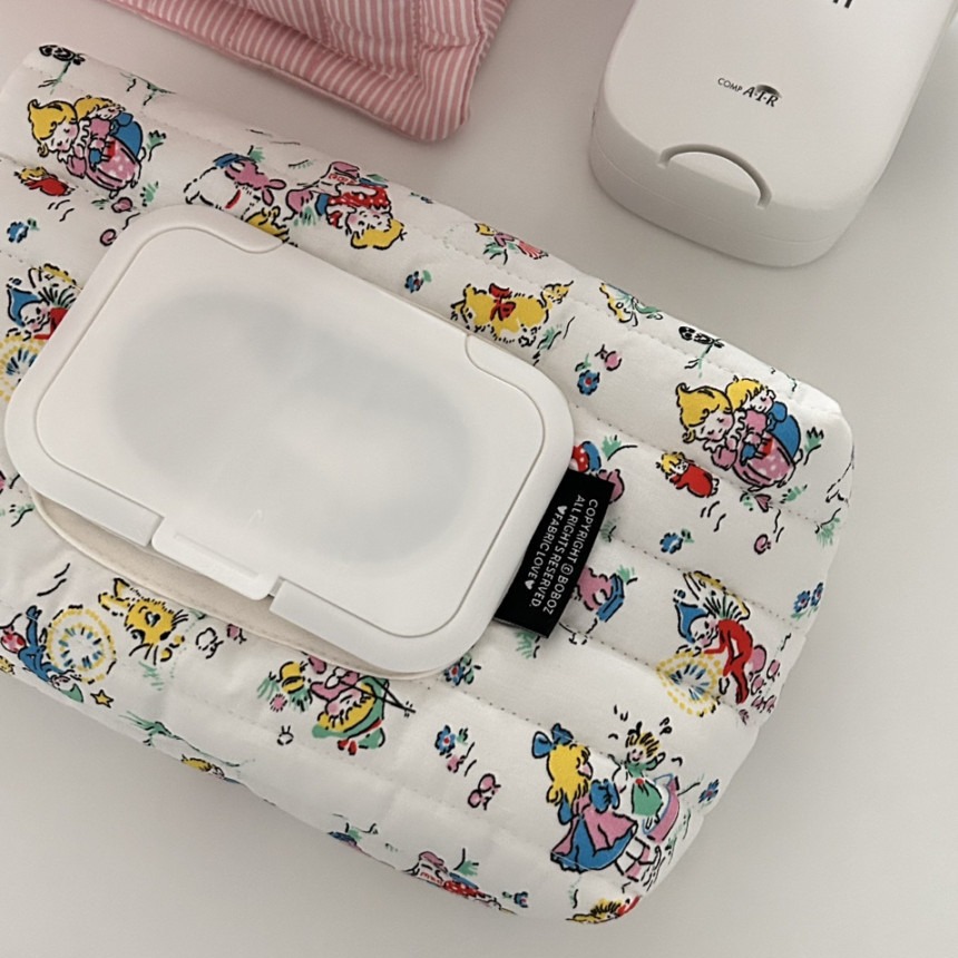 Ins Korean Style Floral Series Wipes Bag Quilted Wipes Cotton Bag Portable Hanging Flip-on Removable Tissue Bag