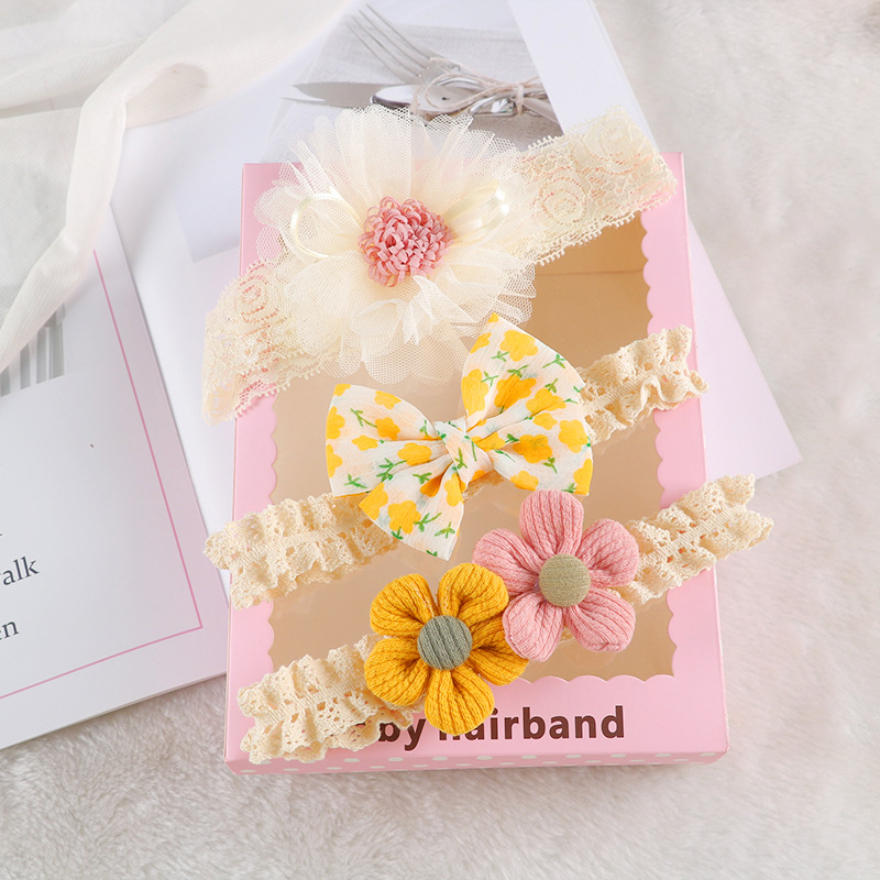 Korean style baby hairband cute princess bow flower crown children's hair accessories newborn photo headdress set
