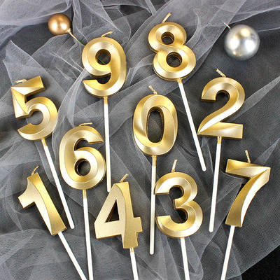 Opera House Birthday Candle Golden Figures 0-9 Smokeless Birthday Cake Party Baking Dessert Candle Plug-in Set