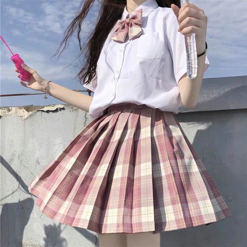 Japanese JK Lattice Dress Youth Spring and Summer Women's JK Uniform Full Embroidered Shirt Gentle One-Knife Sailing Suit Pleated Skirt