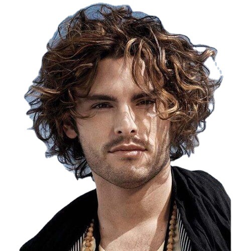 wig Amazon explosions European and American men's wig oblique bangs short curly hair rose net head cover manufacturers spot wholesale
