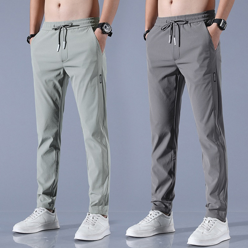 Cross-border hair 2023 Korean version of ice silk casual pants men's summer thin work trend loose straight