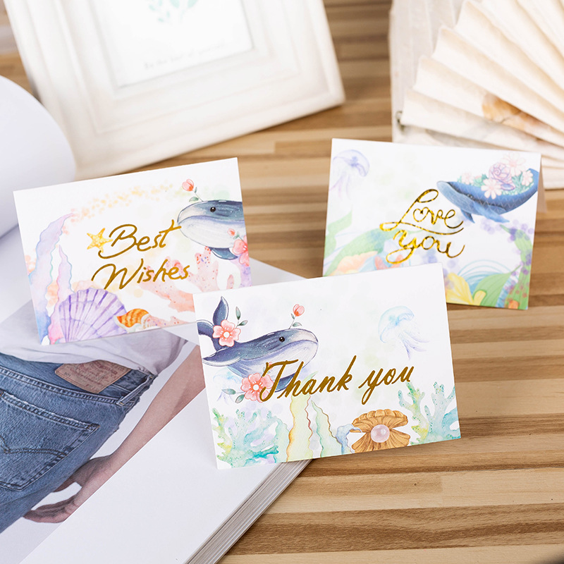 Cross-border Simple Flower Bronzing Creative Greeting Card Creative Valentine's Day Flower Shop Birthday Thank You Card