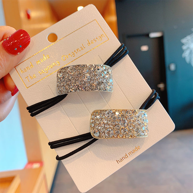 Dongdaemun elegant rhinestone headband female South Korea Internet celebrity hair tie rubber band ponytail hair ring 2023 new hair accessories